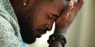 Upset stressed man