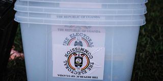 A ballot box in Kampala, Uganda on January 14, 2021.