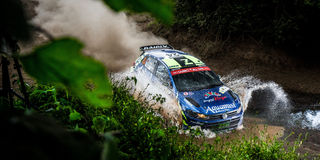 Kenya’ Onkar Rai navigated by Drew Sturrock steers his Volkswagen Polo