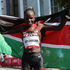 Kenya's Peres Jepchirchir celebrates after winning the women's marathon final 