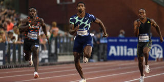 Fred Kerley, Ferdinand Omanyala and Akani Simbine in Brussels Diamond League