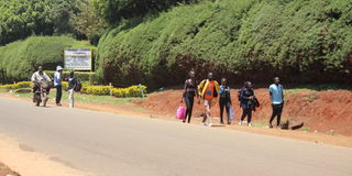 Students leave the Moi University main campus