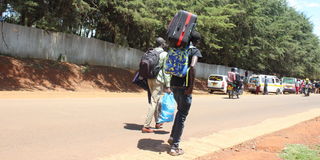 Students leave the Moi University main campus