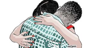 Hugging couple