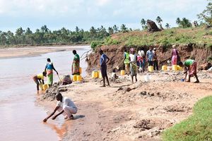 Residents fetch water by the banks of Sabaki River in Kilifi County.