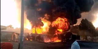 Burning tankers
