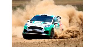 Jeremy Wahome navigated by Victor Okundi racing on a Ford Fiesta during ARC Equator Rally