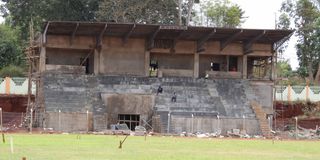 The main stand under construction at Ruring'u stadium in Nyeri County