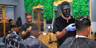 Masked barber