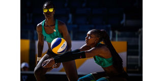 Kenya's Brackcides Agala and Gaudencia Makokha in action