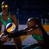 Kenya's Brackcides Agala and Gaudencia Makokha in action 