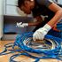 A technician installs home internet.