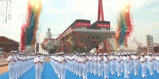 The launch ceremony of the Fujian, a People's Liberation Army (PLA) aircraft carrier