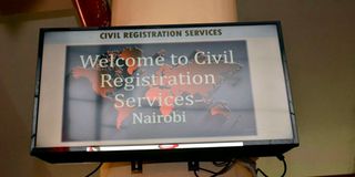 A welcome signage at the Department of Civil Registration in 2019