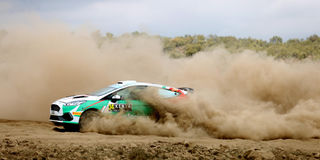 Maxine Wahome navigated by Murage Waigwa racing on a Ford Fiesta