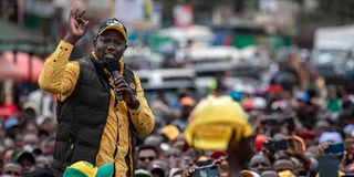 Deputy President William Ruto during a roadside rally at Ruiru town.