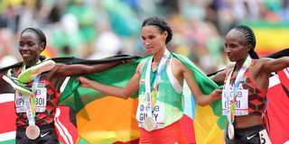 Letesenbet Gidey, Margaret Chelimo and Hellen Obiri