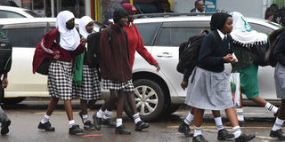 Students from various schools in Eldoret town, Uasin Gishu County going home on Tuesday August 2, 2022