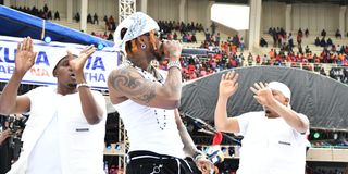 Tanzanian Bongo Artist Diamond on stage during the final Azimio la Umoja One Kenya mega rally