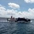 boat passing through Manda Bruno channel in Lamu