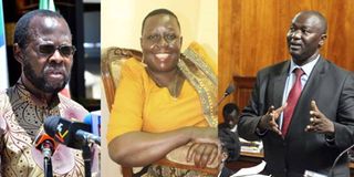 From left Kisumu Governor Anyang’ Nyong’o, Ms Ruth Odinga and lawyer Tom Ojienda.