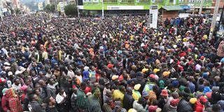 housands of people thronged Eldoret town waiting for declaration of presidential results on August 15, 2022