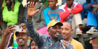 Laikipia East MP-elect Mwangi Kiunjuri during a Kenya Kwanza campaign rally in Nanyuki town.