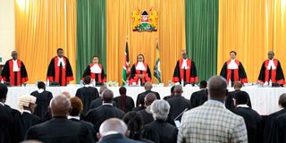 Supreme Court of Kenya judges during the hearing of the presidential election petition.