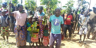 Residents of Chepchoina settlement scheme in Trans- Nzioa county demonstrate against forceful evictions on February 10, 2022
