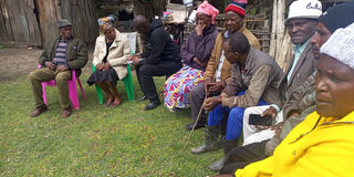 Mourners at the home Ms Pauline Murugi Wachira