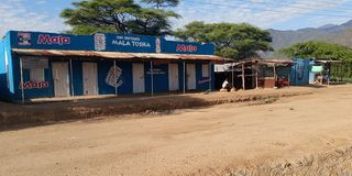 Deserted shops at Kainuk town arising from sustained attacks by bandits, which have scared away investors and clients.