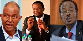 Jubilee MPs Yusuf Hassan (Kamukunji), John Waluke (Sirisia) and Adan Keynan (Eldas).
