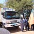 Trans Nzoia Health CEC Ms Claire Wanyama flagging off drugs and non-pharmaceuticals worth Sh51 million from Kemsa