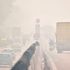 A heavily polluted urban environment. 