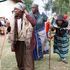 Elderly women after receiving relief food disbursed by the government 
