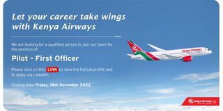 kq kenya airways pilots job advert