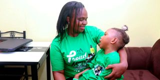 Carol Chege, 40, with her seven-year-old child Precious Blessing who has Cerebral Palsy