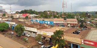 An aerial view of a section of Kitale town. The county government is giving the town a facelift.