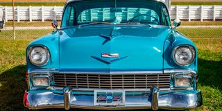 1956 blue Chevrolet 4 door.