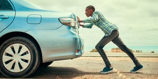 pushing a car