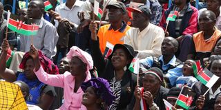 Kenyans during a past Mashujaa Day celebrations at Nyayo National Stadium.