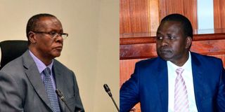 Former Senator Malachy Ekal and former Sports Principal Secretary Richard Ekai.