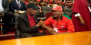 Kanu Chairman Gideon Moi(left) and his suspended Secretary General Nick Salat
