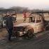 Police vehicles that were set ablaze by bandits at KWS hotspot area in Kainuk, Turkana County on February 15, 2023