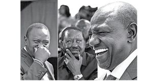 Uhuru Kenyatta, Azimio leader Raila Odinga and President William Ruto