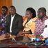 Uasin Gishu County Governor Jonathan Bii Chelilim (right), accompanied by Deputy Governor John Barorot 
