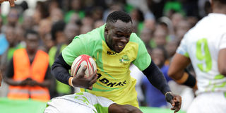 Kabras RFC Captain George Nyambua charges against KCB's Darwin Mukidza