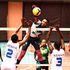 Mercy Chepkemboi (left) and Terry Wekesa of Kenya Defence Forces block an attack from Belinda Barasa (centre) of KCB 