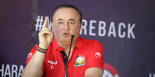 Harambee Stars Turkish coach Engin Firat during a press conference