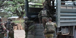 Rapid Deployment Unit officers who responded to an attack by bandits at Yatya in Baringo North, Baringo County on March 17,